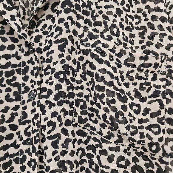 Storia Blouse Womens Medium Brown Black Leopard Print Long Sleeve Button Up - Picture 5 of 10